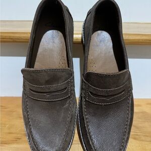 Clarks Shoes Mens 9 M Penny Casual Loafers Comfort 33609 Brown Leather Slip On
